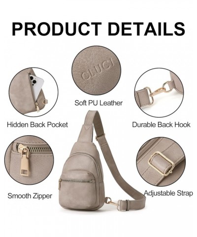 Small Sling Bag for Women, Leather Crossbody Fanny Packs Trendy, Women's Chest Bag B-4 Grey $10.72 Crossbody Bags