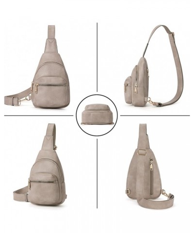 Small Sling Bag for Women, Leather Crossbody Fanny Packs Trendy, Women's Chest Bag B-4 Grey $10.72 Crossbody Bags