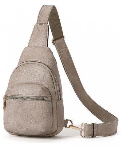 Small Sling Bag for Women, Leather Crossbody Fanny Packs Trendy, Women's Chest Bag B-4 Grey $10.72 Crossbody Bags