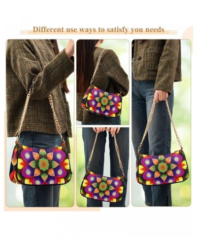 Crossbody Bags for Women Shoulder Purse Colorful Flower Handbags Stylish Clutch Purse with Chain Strap $17.09 Shoulder Bags