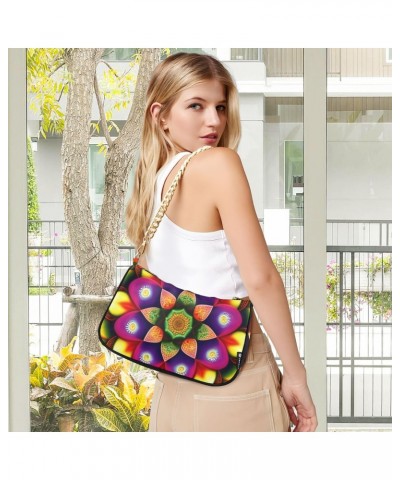 Crossbody Bags for Women Shoulder Purse Colorful Flower Handbags Stylish Clutch Purse with Chain Strap $17.09 Shoulder Bags