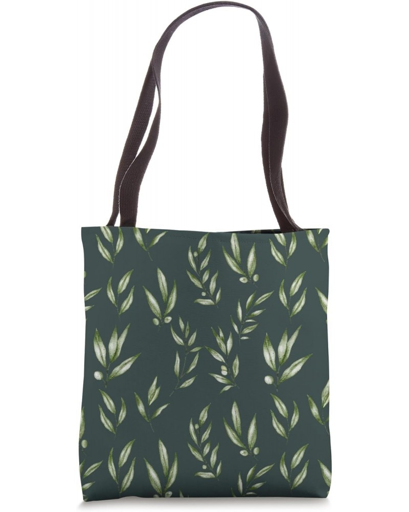 Wildflower Flowers Green Dark Olive Green Floral Aesthetic Tote Bag $10.13 Totes