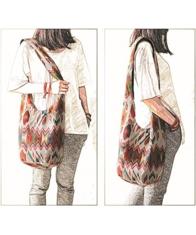 Shoulder Bag for women Hippie Crossbody Bag Bohemian Satchel Printed Cotton Linen Hobo Bag Purse Style 9 $11.27 Hobo Bags