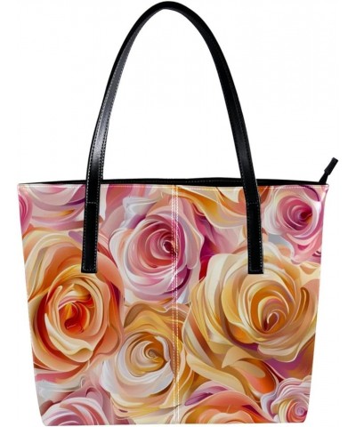 Tote Bag for Women, Large Tote Bags for Women, Women's Tote Handbags, Pink Rose Flower Valentines Day, Tote Bag for Work Desi...