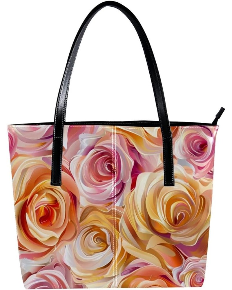 Tote Bag for Women, Large Tote Bags for Women, Women's Tote Handbags, Pink Rose Flower Valentines Day, Tote Bag for Work Desi...