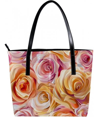 Tote Bag for Women, Large Tote Bags for Women, Women's Tote Handbags, Pink Rose Flower Valentines Day, Tote Bag for Work Desi...