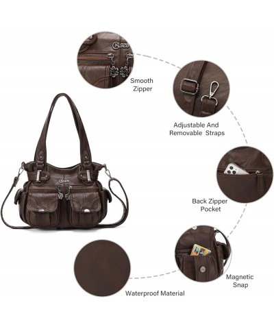 Purses and Handbags for Women Large Hobo Shoulder Bags Soft PU Leather Multi-Pocket Tote Bag Smallcoffee $25.75 Totes