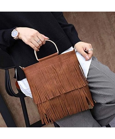 Buddy Handbag Women Rivet Shell Bag Fashion Tassel Shoulder Crossbody Bag Chic Tote Purse Brown $20.23 Totes