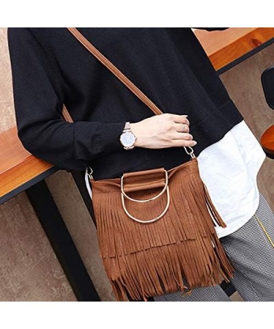 Buddy Handbag Women Rivet Shell Bag Fashion Tassel Shoulder Crossbody Bag Chic Tote Purse Brown $20.23 Totes