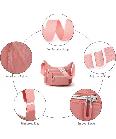 Crossbody Bag for Women Waterproof Shoulder Bag Messenger Bag Casual Nylon Purse Handbag Lightweight Pocketbook (Light Pink) ...