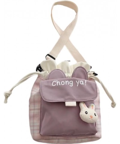 Canvas Crossbody Bag Bunny Bucket Messenger Cute Bag with Adjustable Strap for Women Girls Aesthetic Casual Shoulder Bag Plai...