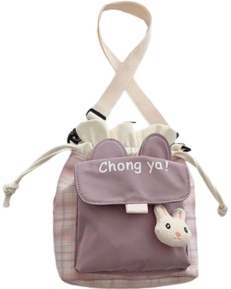 Canvas Crossbody Bag Bunny Bucket Messenger Cute Bag with Adjustable Strap for Women Girls Aesthetic Casual Shoulder Bag Plai...