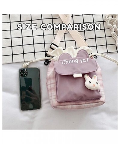 Canvas Crossbody Bag Bunny Bucket Messenger Cute Bag with Adjustable Strap for Women Girls Aesthetic Casual Shoulder Bag Plai...