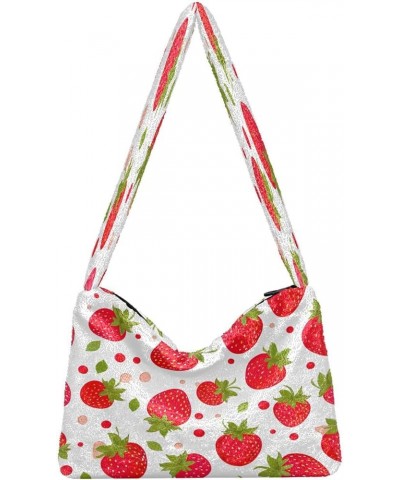 Red Apple Fruits Women Shoulder Bag Tote, Shoulder Handbag, Autumn Handbags Strawberry-1 $13.49 Shoulder Bags