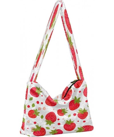 Red Apple Fruits Women Shoulder Bag Tote, Shoulder Handbag, Autumn Handbags Strawberry-1 $13.49 Shoulder Bags