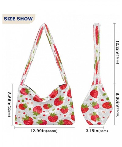 Red Apple Fruits Women Shoulder Bag Tote, Shoulder Handbag, Autumn Handbags Strawberry-1 $13.49 Shoulder Bags