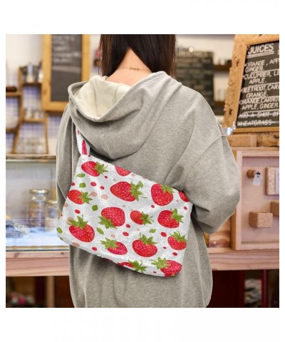 Red Apple Fruits Women Shoulder Bag Tote, Shoulder Handbag, Autumn Handbags Strawberry-1 $13.49 Shoulder Bags