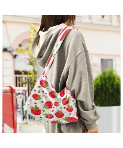 Red Apple Fruits Women Shoulder Bag Tote, Shoulder Handbag, Autumn Handbags Strawberry-1 $13.49 Shoulder Bags