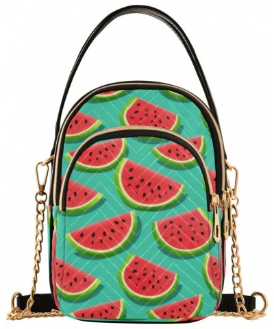 Green Watermelon Crossbody Handbags for Women Casual Leather Shoulder Phone Purse $10.92 Crossbody Bags