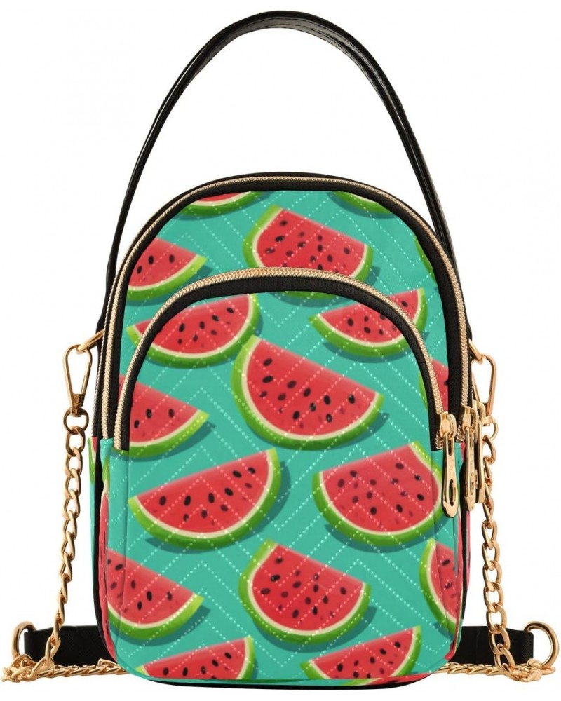 Green Watermelon Crossbody Handbags for Women Casual Leather Shoulder Phone Purse $10.92 Crossbody Bags