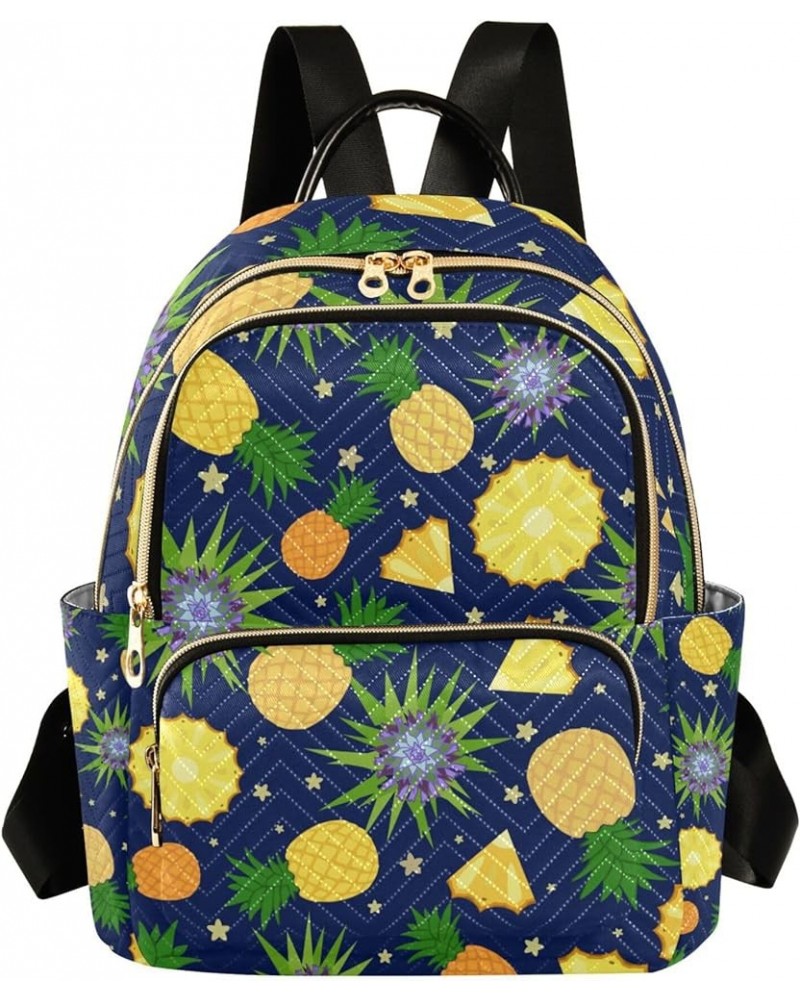 Pineapples Blue Backpack Purse for Women, Anti Theft Backpack Small Travel Backpack Shoulder Bag Small(11.41'' x 6.1'' x 14.1...