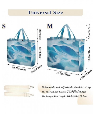 Blue Ocean Waves Pattern Women's Tote Handbags Top Handle Satchel Shoulder Bag Crossbody Bag M $14.10 Totes