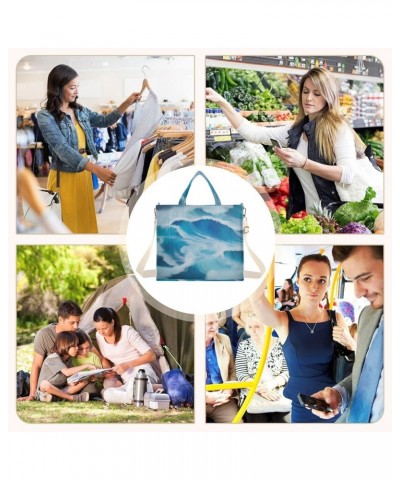 Blue Ocean Waves Pattern Women's Tote Handbags Top Handle Satchel Shoulder Bag Crossbody Bag M $14.10 Totes