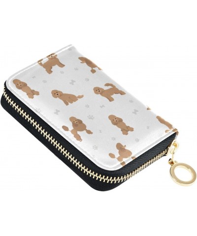 RFID Credit Card Holder Miniature Poodle Dog Leather With Zipper Card Case Wallet for Women Girls $10.25 Wallets