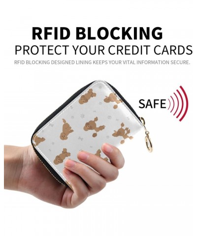 RFID Credit Card Holder Miniature Poodle Dog Leather With Zipper Card Case Wallet for Women Girls $10.25 Wallets