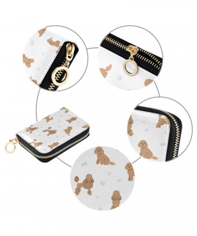 RFID Credit Card Holder Miniature Poodle Dog Leather With Zipper Card Case Wallet for Women Girls $10.25 Wallets