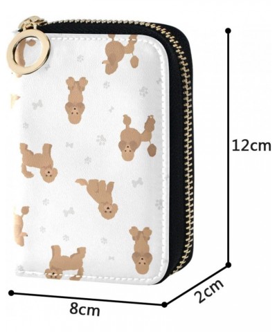 RFID Credit Card Holder Miniature Poodle Dog Leather With Zipper Card Case Wallet for Women Girls $10.25 Wallets