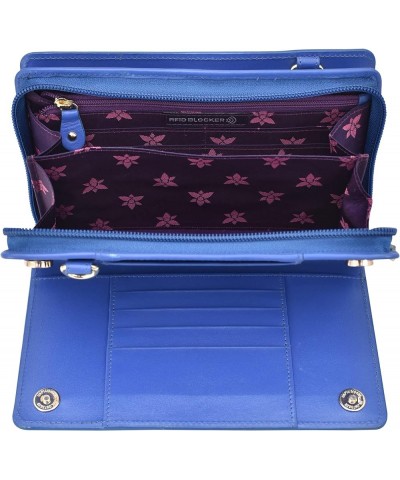 Organizer Wallet Crossbody-1149 Croco Embossed Peacock $64.01 Crossbody Bags