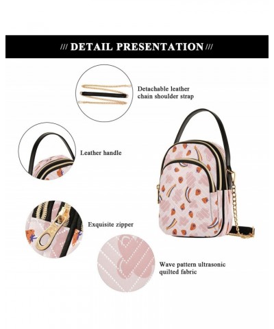 Rainbow Pink Clouds Strawberry Crossbody Bag Small Shoulder Handbags Leather Purse for Women $15.59 Crossbody Bags