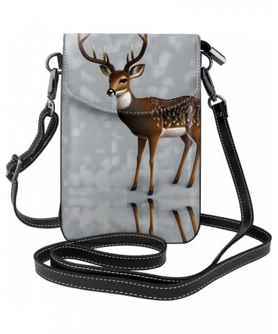 Grey Plum Deer Exquisite Design Printed Leather Crossbody Phone Bag - Portable Fashion Practical Phone Protection $16.55 Cros...