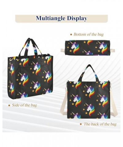 Unicorn with Closed Eyes Women's Tote Handbags Top Handle Satchel Shoulder Bag Crossbody Bag M $13.50 Totes