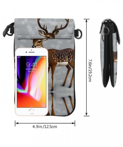 Grey Plum Deer Exquisite Design Printed Leather Crossbody Phone Bag - Portable Fashion Practical Phone Protection $16.55 Cros...