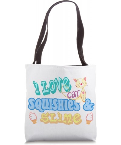 Kids Fun Times Pastel Colors I Love Cat Squishies And Slime Tote Bag $14.03 Totes