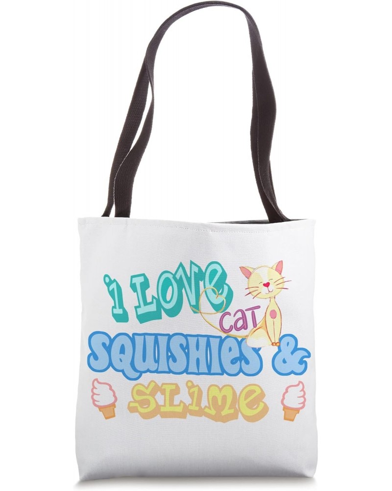 Kids Fun Times Pastel Colors I Love Cat Squishies And Slime Tote Bag $14.03 Totes