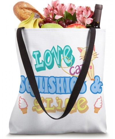 Kids Fun Times Pastel Colors I Love Cat Squishies And Slime Tote Bag $14.03 Totes