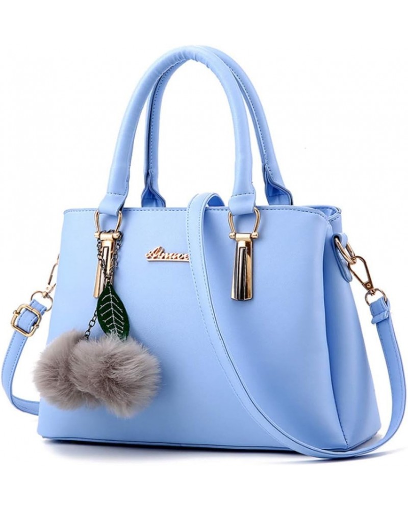 Women Ladies Multifunction Satchel Top-handle Shoulder Crossbod Bag with Plush Ornaments Tote Purse Handbag Burgundy Sky Blue...