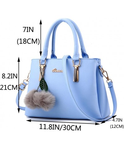 Women Ladies Multifunction Satchel Top-handle Shoulder Crossbod Bag with Plush Ornaments Tote Purse Handbag Burgundy Sky Blue...