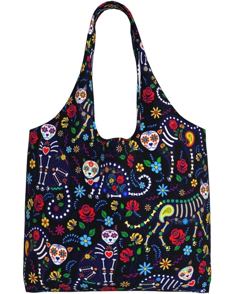 Halloween Black Cat Single Shoulder Commuter Canvas Tote Bags For Women And Men Halloween Black Cat31 $10.99 Totes