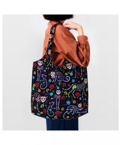 Halloween Black Cat Single Shoulder Commuter Canvas Tote Bags For Women And Men Halloween Black Cat31 $10.99 Totes