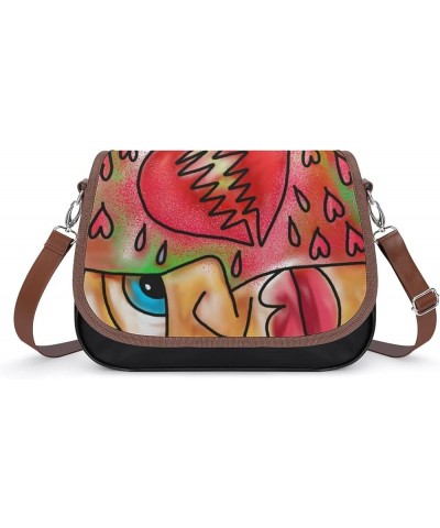 Printed Crossbody Bag Shoulder Bag PU Leather Women's Designer Satchels Funny Orangutan Face Color8 $29.99 Crossbody Bags