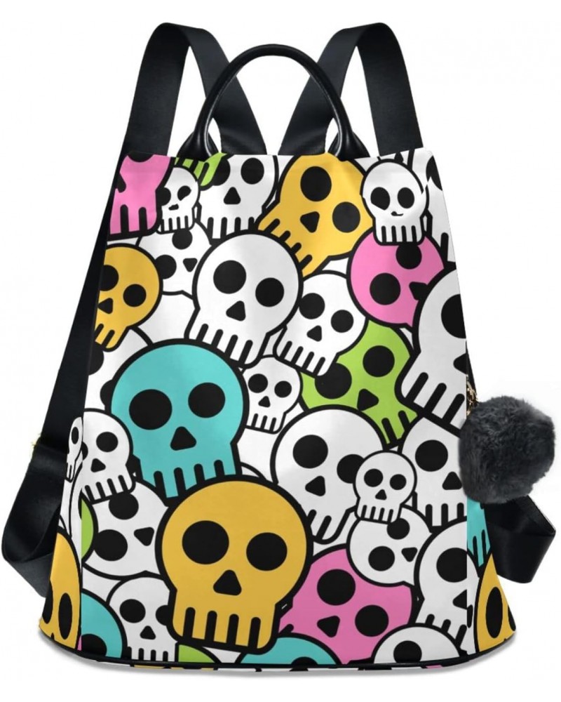 Women Fashion Backpack Skull Large Capacity Shoulder Bag Travel Knapsack Lightweight Shoulder Bag For Travel Sport Gym $23.19...