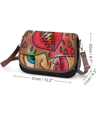 Printed Crossbody Bag Shoulder Bag PU Leather Women's Designer Satchels Funny Orangutan Face Color8 $29.99 Crossbody Bags