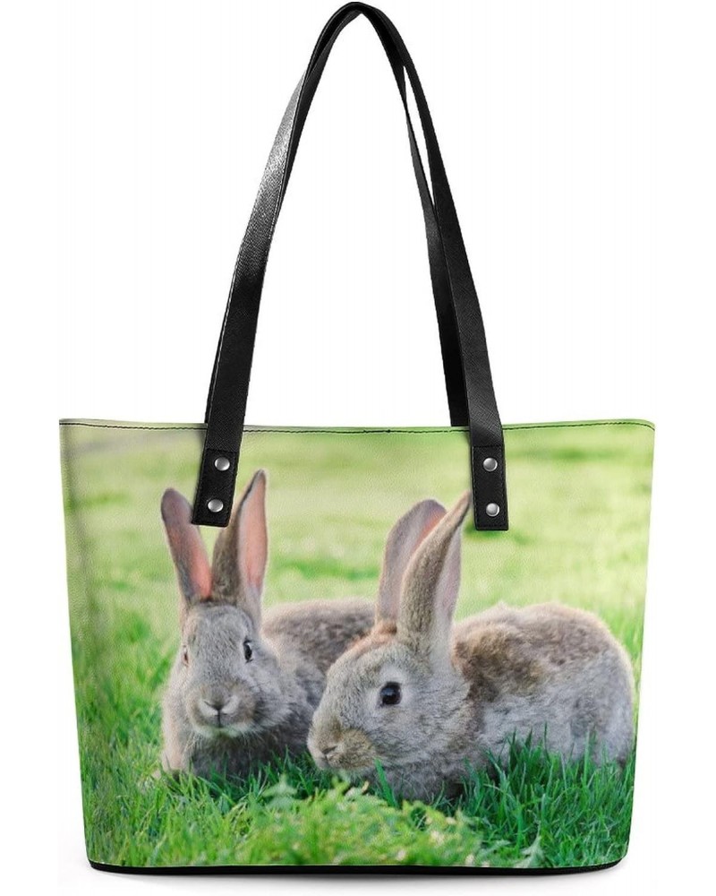 Womens Handbag Rabbits Leather Tote Bag Top Handle Satchel Bags For Lady $16.45 Totes