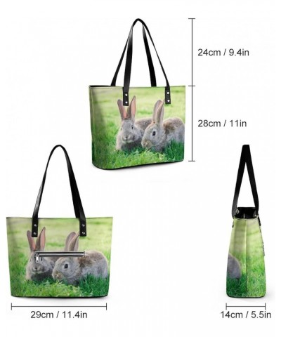 Womens Handbag Rabbits Leather Tote Bag Top Handle Satchel Bags For Lady $16.45 Totes