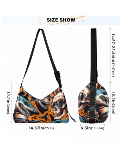 Unisex Shoulder Bag Crossbody Handbag Hipster-shark-skull Women Casual Hobo Bag Lightweight PU Leather Tote $22.67 Crossbody ...