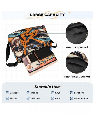 Unisex Shoulder Bag Crossbody Handbag Hipster-shark-skull Women Casual Hobo Bag Lightweight PU Leather Tote $22.67 Crossbody ...